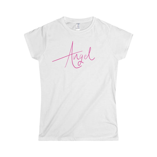 Angel Shirt Handwritten in Hot Pink Softstyle Women's TShirt