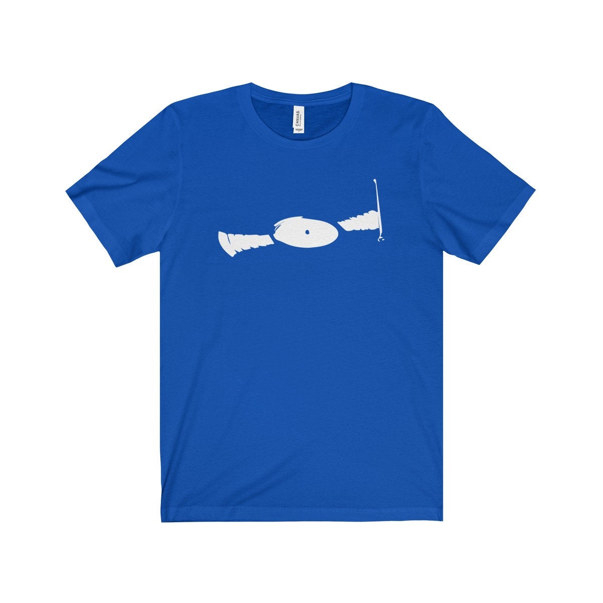 Vinyl Record Player Turntable (Subtle Sketch White) Funky Style Unisex Jersey Short Sleeve T-Shirt T