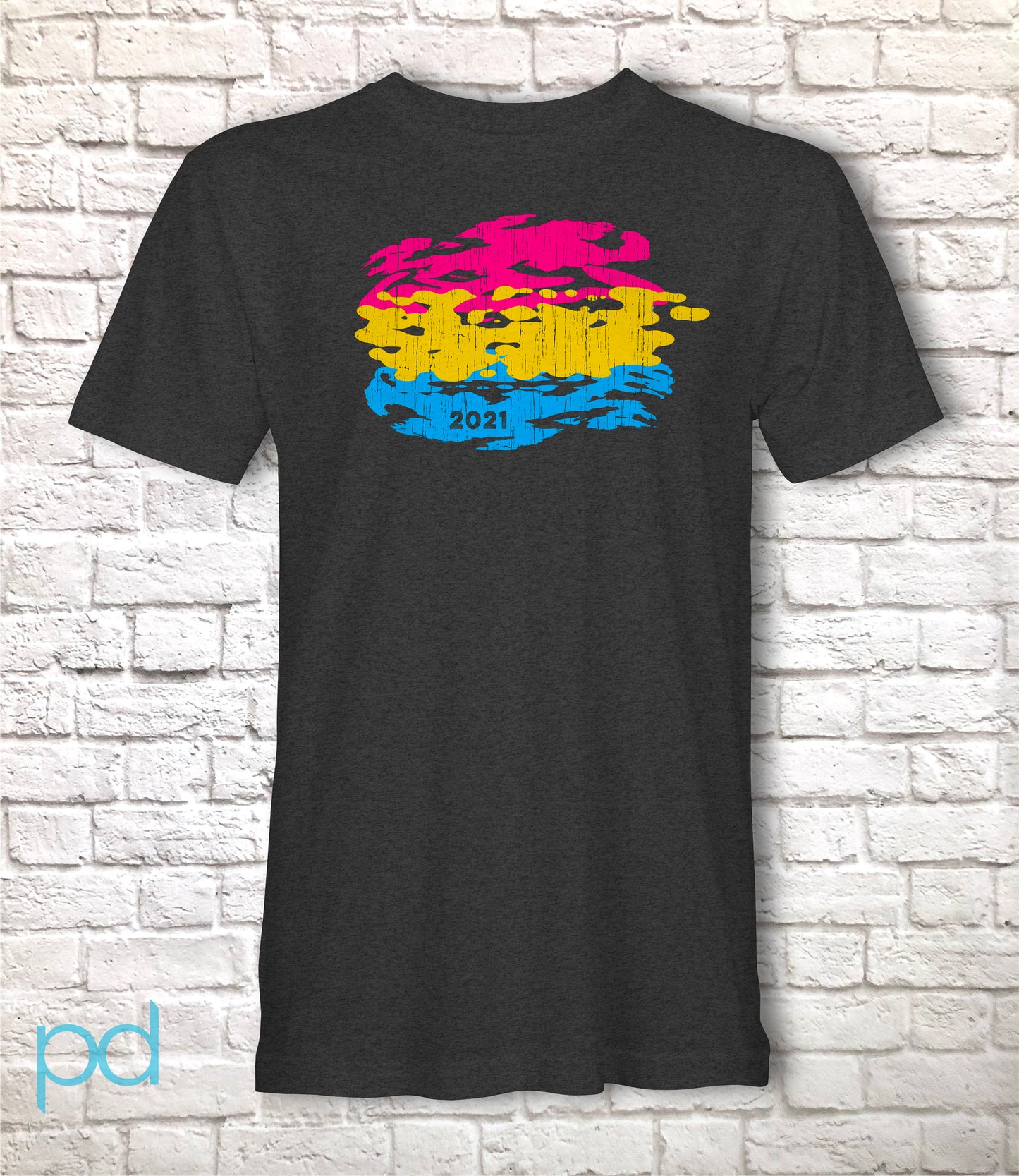 Pan Pride Flag T-Shirt, Scribble Sketch Style Pansexual Tee Top, LGBTQ+ Pansexuality Coming Out In 2021 Fully Customisable Unisex T Shirt