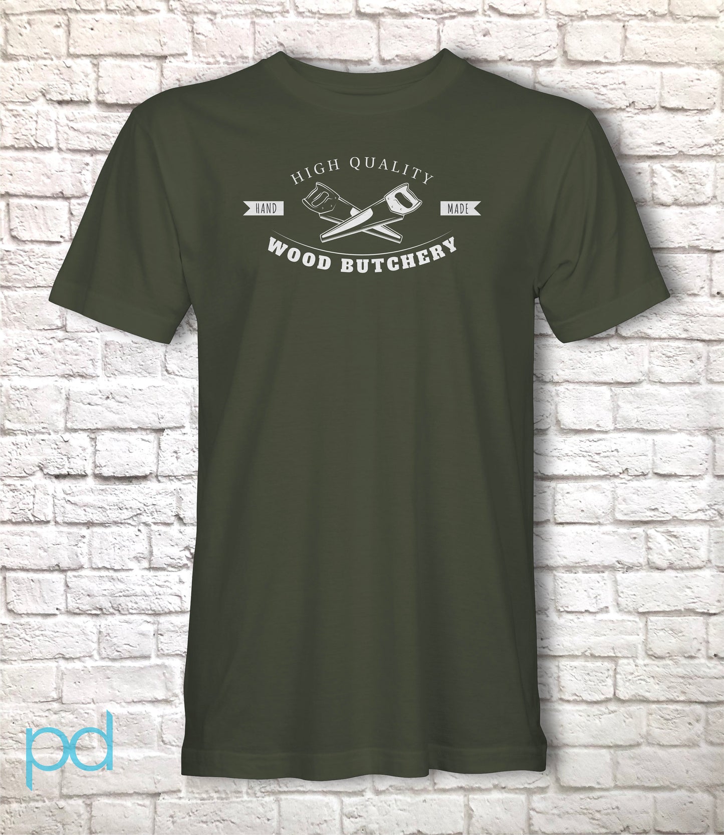 Funny Carpenter T-Shirt, Woodwork Gift Idea, Humorous Wood Butchery Graphic Print Tee Shirt Top Featuring A Pair of Hand Saws