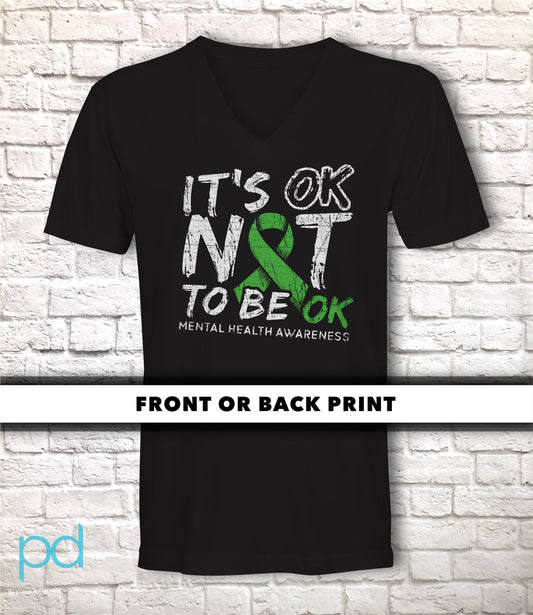 Mental Health Awareness V Neck T-Shirt, It's OK Not To Be OK, Unisex Jersey Short Sleeve V-Neck Tee Shirt Top