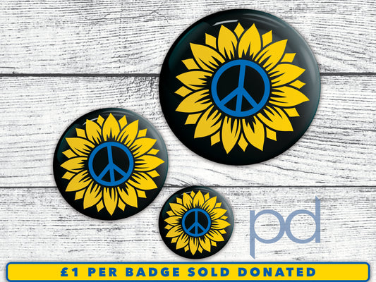 Ukraine Pin Badge New, Ukrainian Flag Colours Pin Back Button, No War In Ukraine, Donations to Disasters Emergency Committee DEC UK Charity