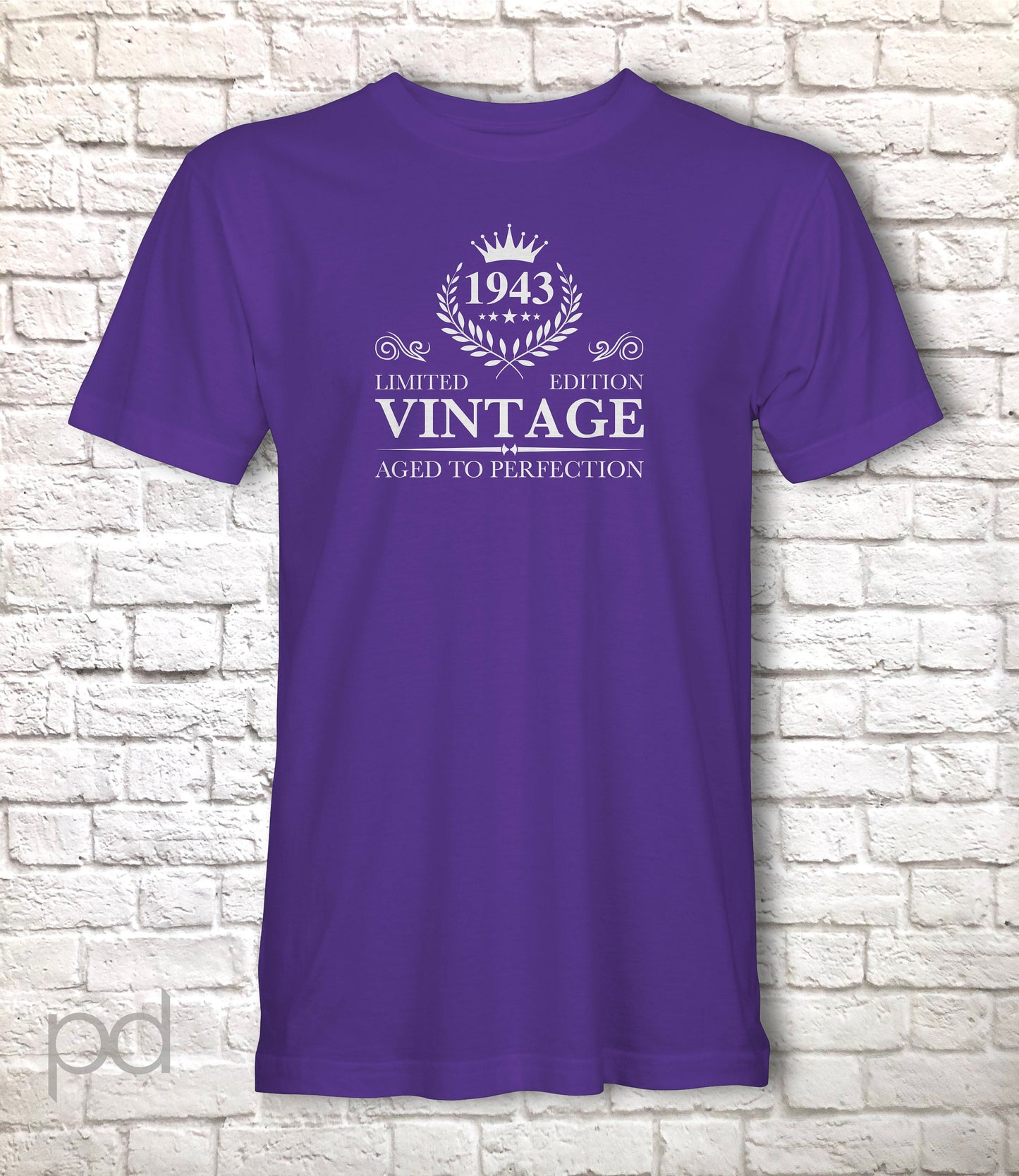 Birthday Year Gift, 1943 (ANY YEAR) T Shirt, Vintage Aged To Perfection Men or Women Unisex Jersey Short Sleeve Tee Shirt Top