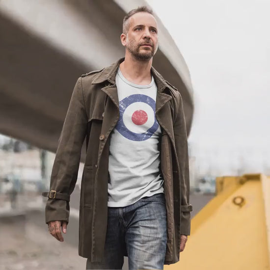 RAF Roundel Target Bullseye Red White Blue Mod Circle Unisex Jersey Short Sleeve Tee
