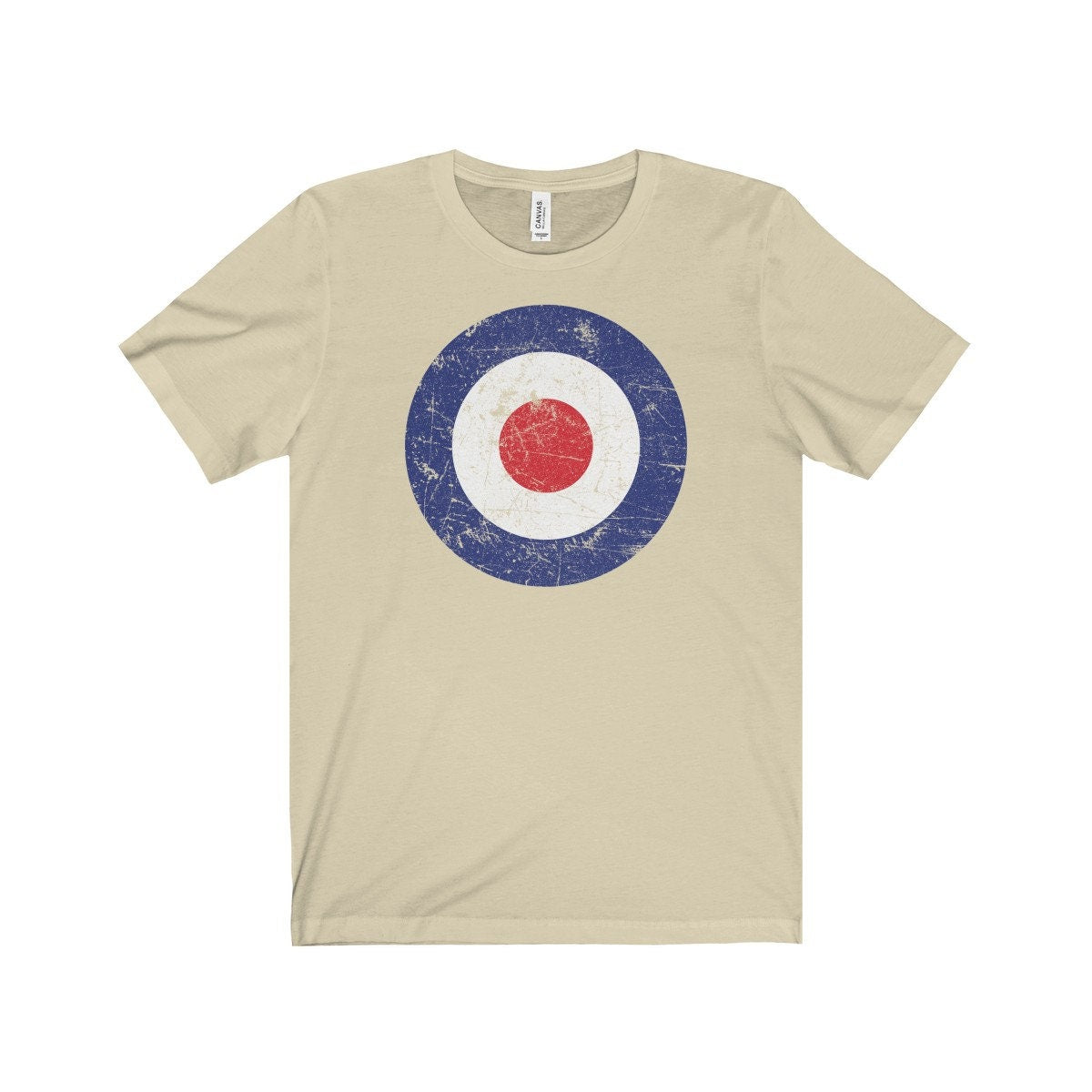 RAF Roundel Target Bullseye Red White Blue Mod Circle Unisex Jersey Short Sleeve Tee