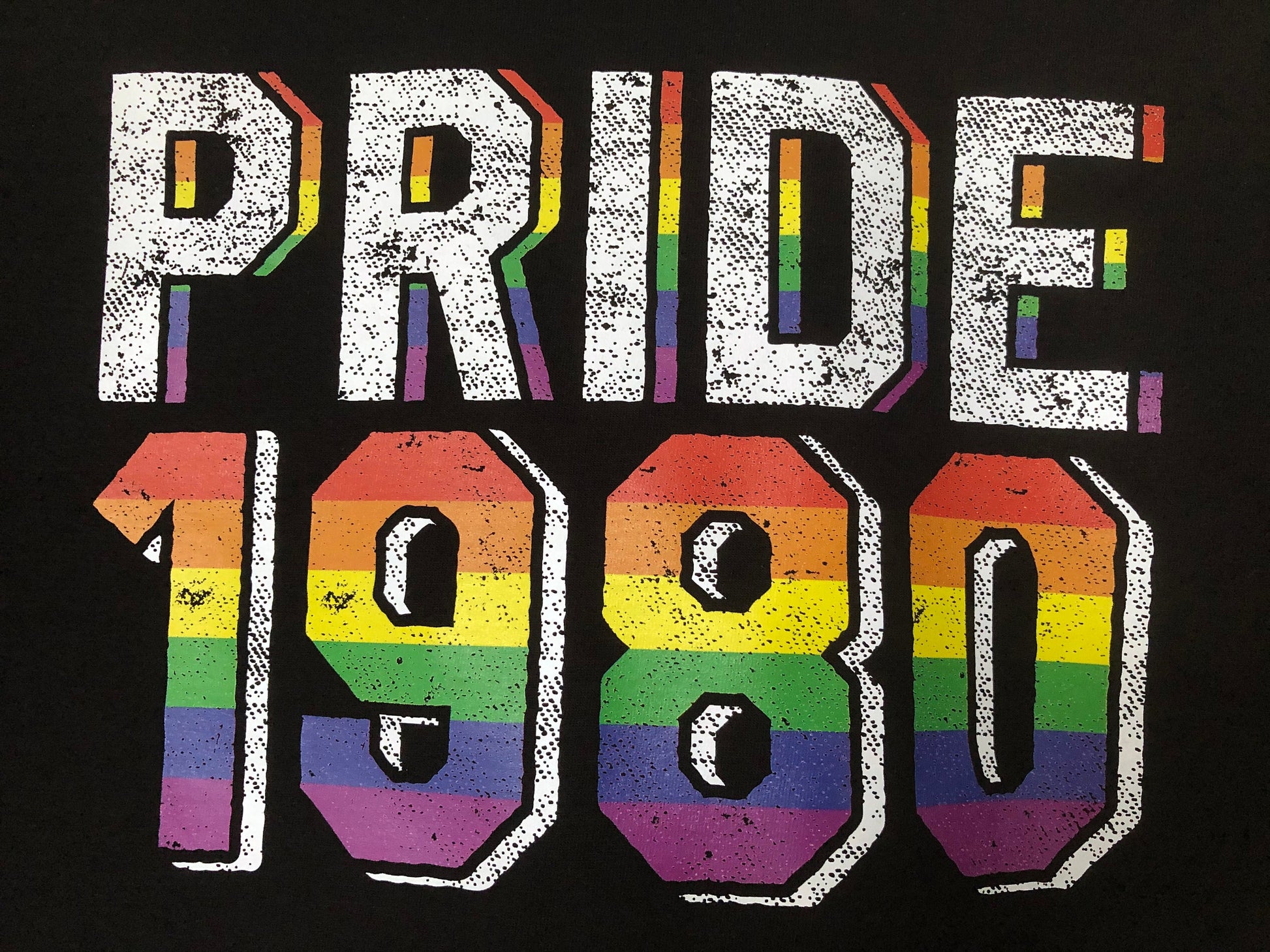 LGBTQ Gay Pride 1980 Birthday Year, Premium Unisex Rainbow Pride Stripe Sleeves and Stylish Hem Quirk