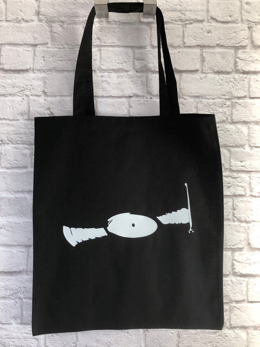 Record Player Subtle Sketch Tote, 100% Organic Cotton Tote Bag for carrying your records