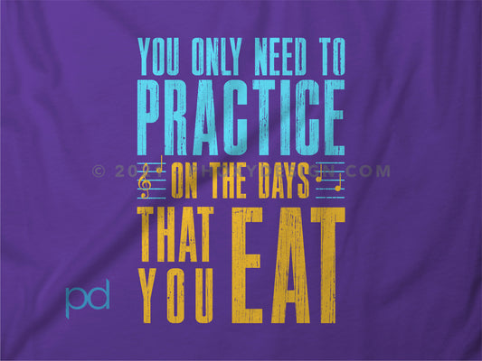 Funny Violin T-Shirt, Violinist Fiddle Player Gift Idea Tee Shirt Top, You Only Need Practice On The Days You Eat