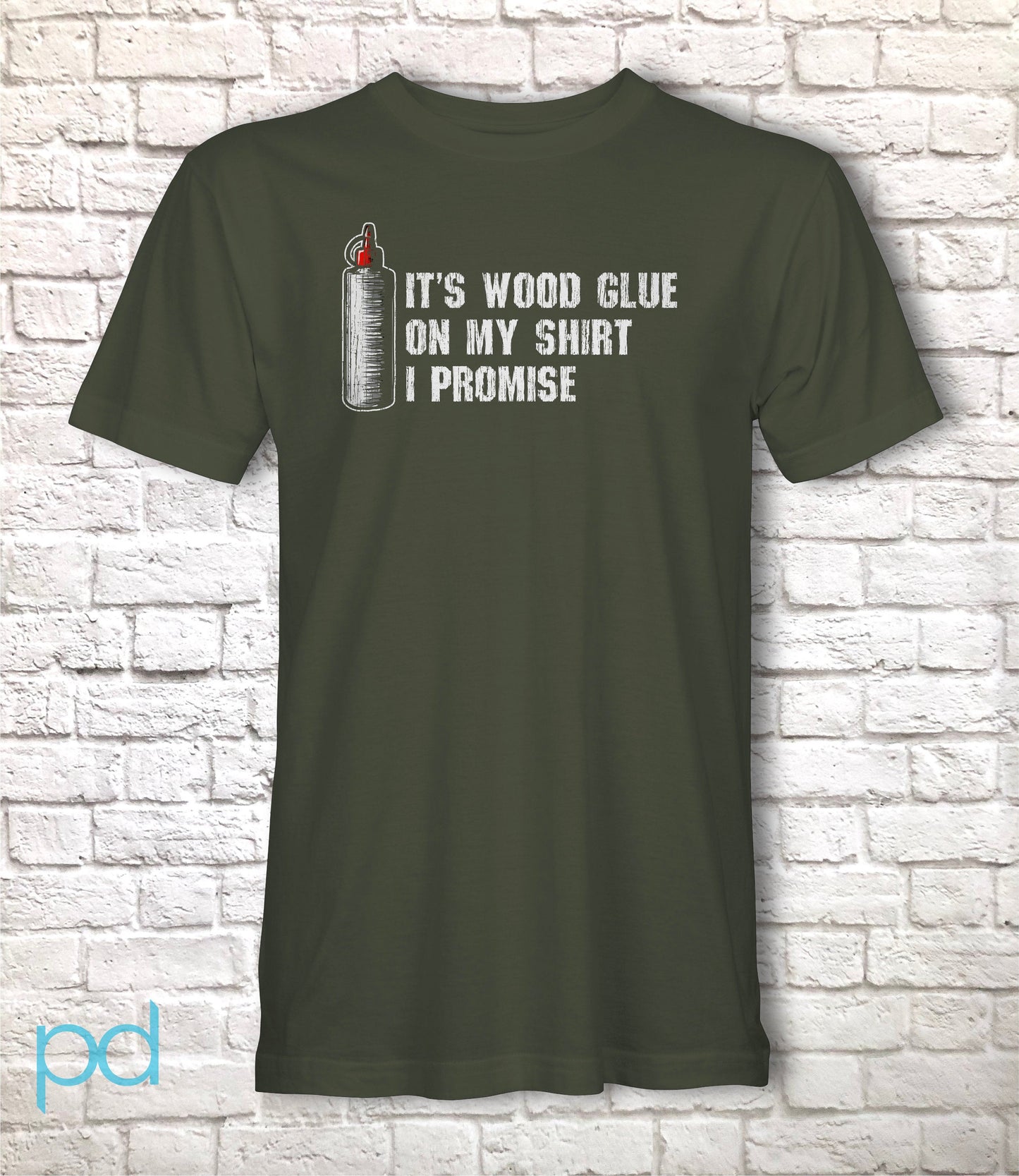 Funny Carpenter T-Shirt, Woodwork Gift Idea, Humorous It&#39;s Wood Glue On My Shirt I Promise Graphic Print Tee Shirt Top