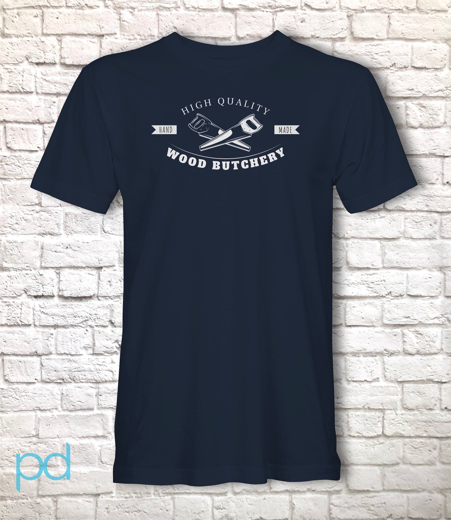 Funny Carpenter T-Shirt, Woodwork Gift Idea, Humorous Wood Butchery Graphic Print Tee Shirt Top Featuring A Pair of Hand Saws