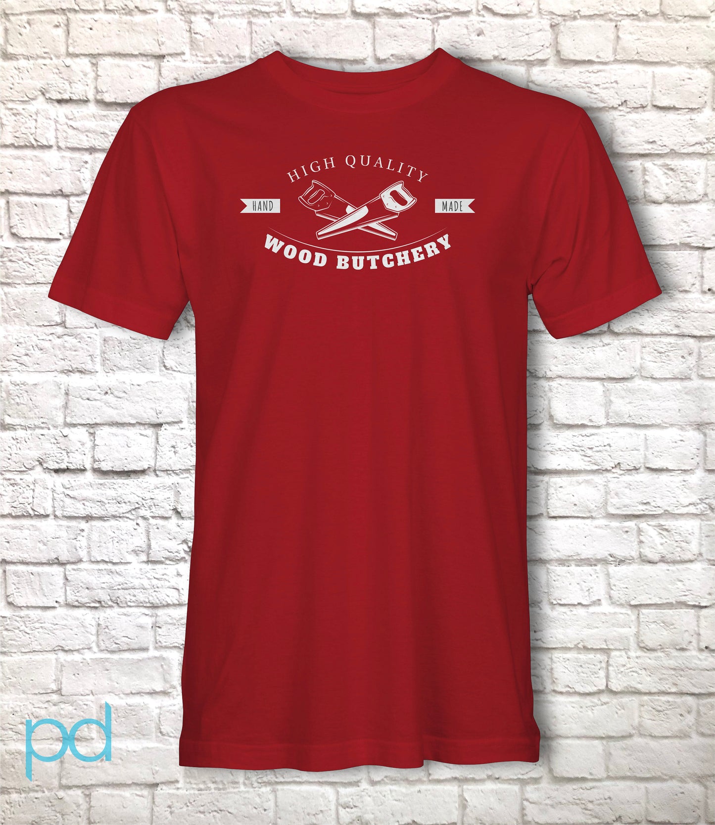 Funny Carpenter T-Shirt, Woodwork Gift Idea, Humorous Wood Butchery Graphic Print Tee Shirt Top Featuring A Pair of Hand Saws